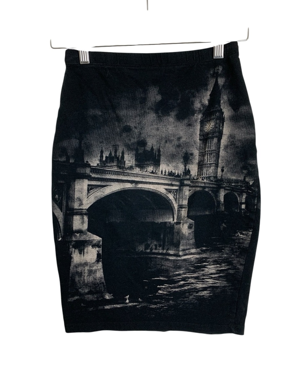 Unbranded Big Ben Night Sky Print Pencil Skirt Women’s S Stretch Whimsygoth